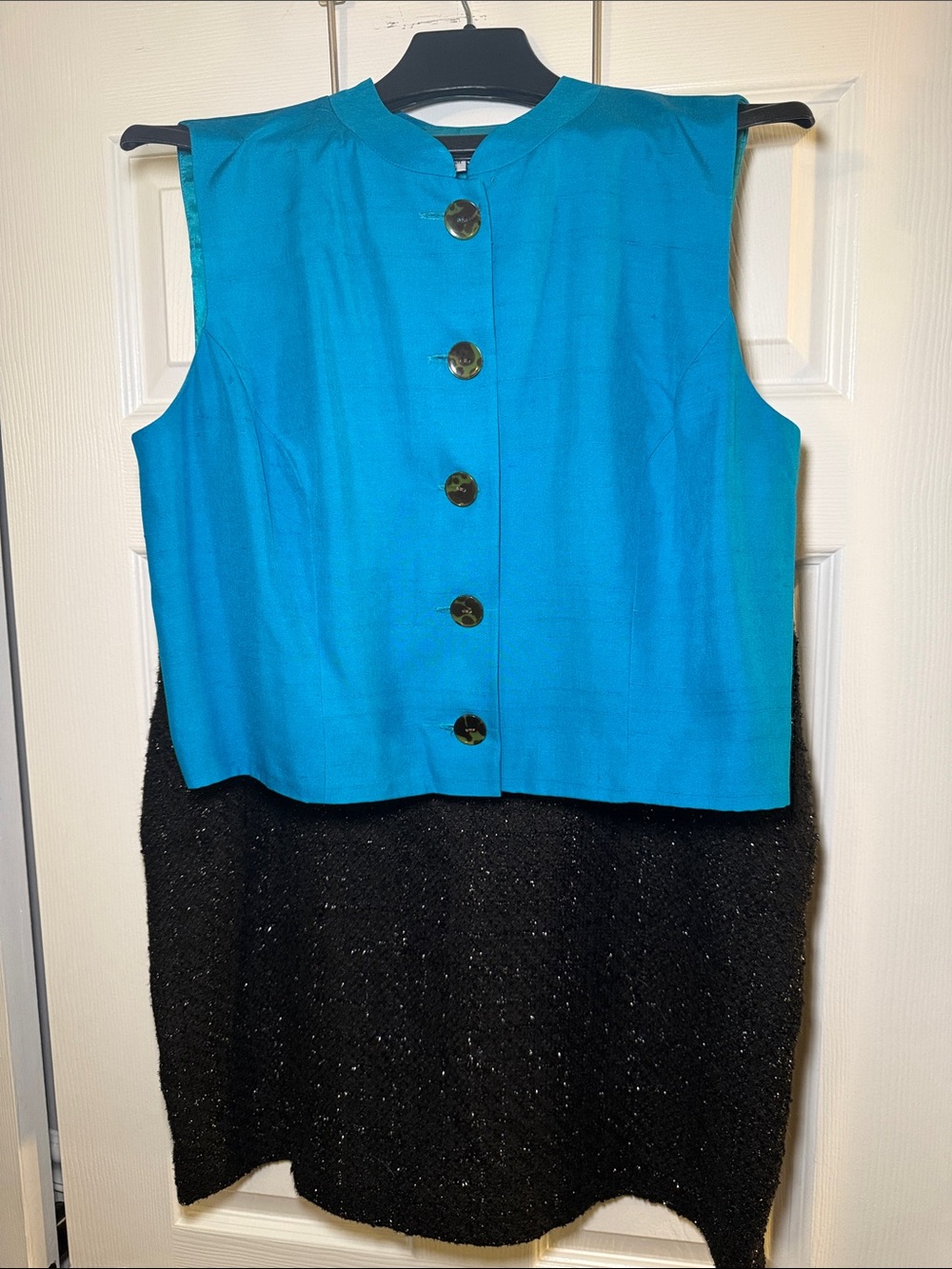 Vintage 100% Silk Vest Teal Jewel Tone Minimalist Statement Piece